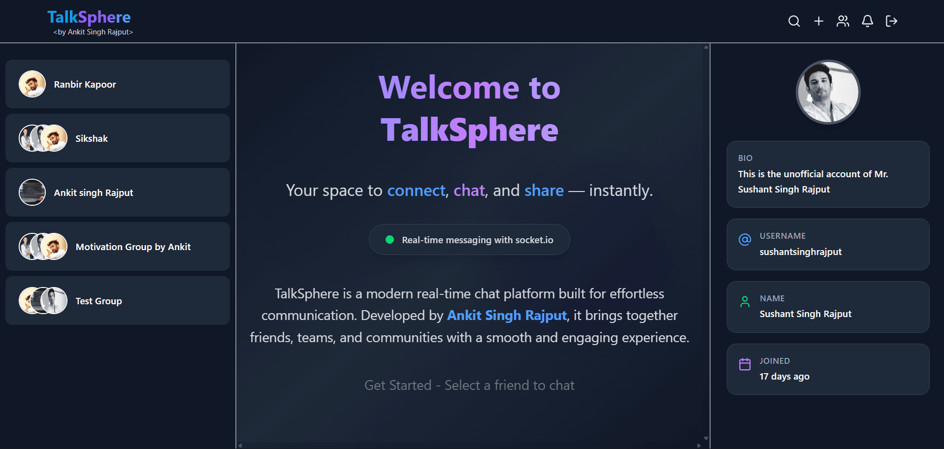 TalkSphere - The Chat App